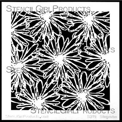 SG Stencil Scribble Blooms 6 inch