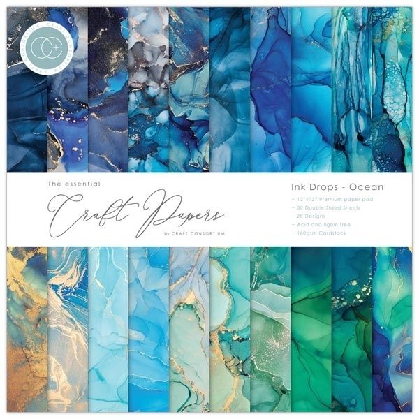 CC Essential Craft Papers Ink Drops Ocean Paperpack 12 inch