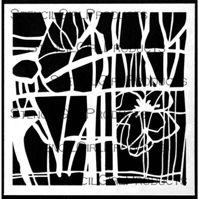 SG Stencil Abstract Botanical Grid 6 inch