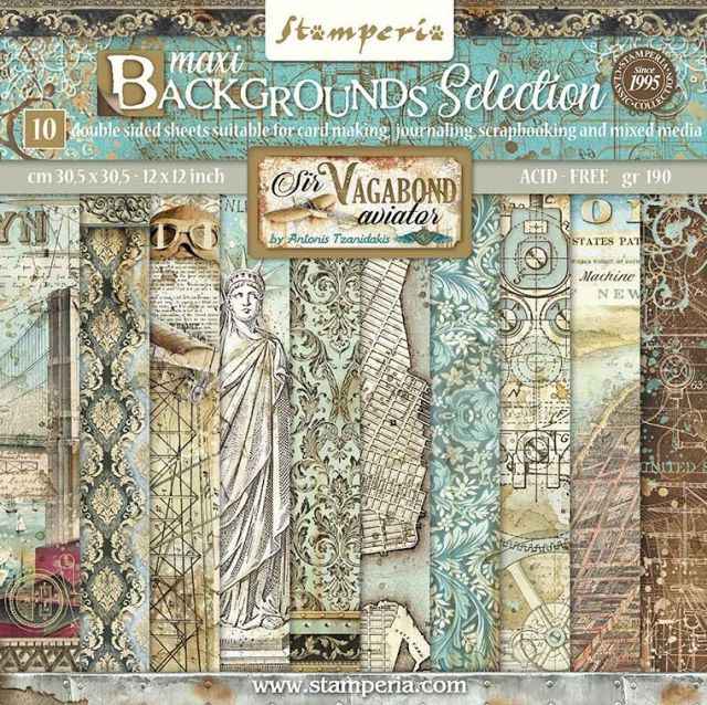 Stamperia Paperpad Maxi Background Selection Sir Vagabond Aviator 12 inch