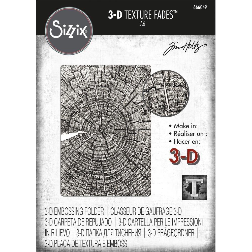 Sizzix TH 3D Texture Fades Embossing Folder Tree Rings