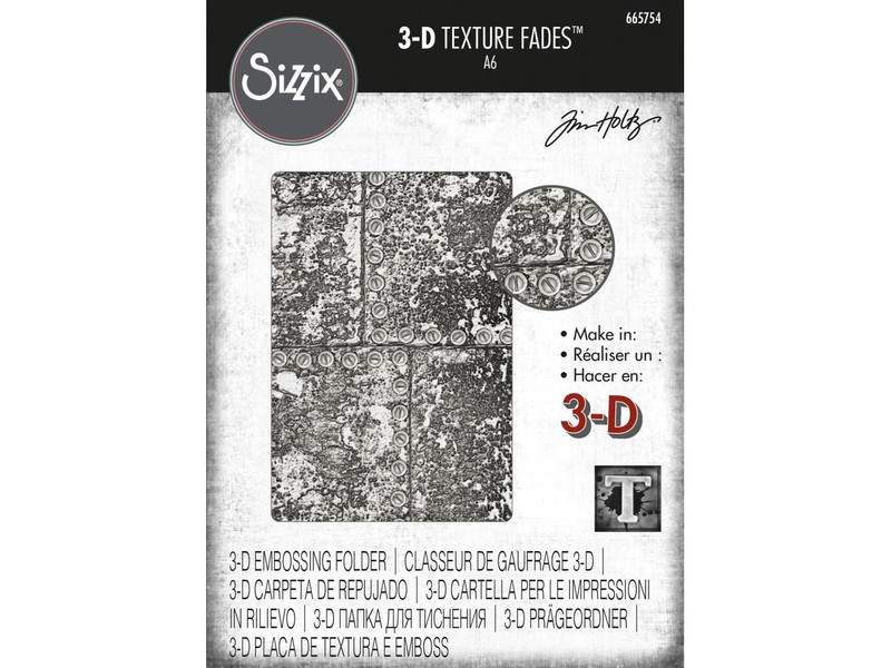 Sizzix TH 3D Texture Fades Embossing Folder Industrious