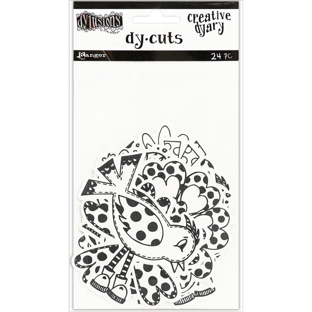 Dylusions Creative Dyary Diecuts Black and White Birds&Flowers