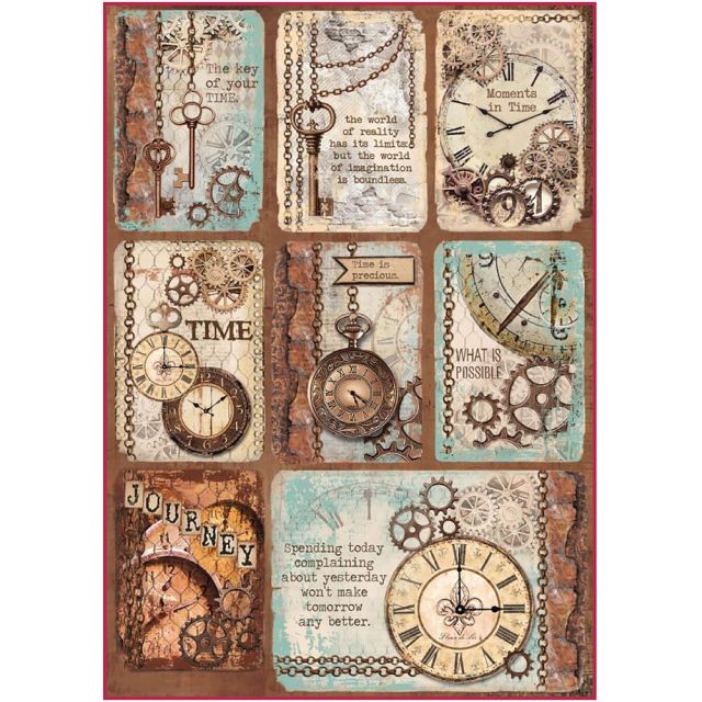 Stamperia Rice Paper A4 Clockwise Cards