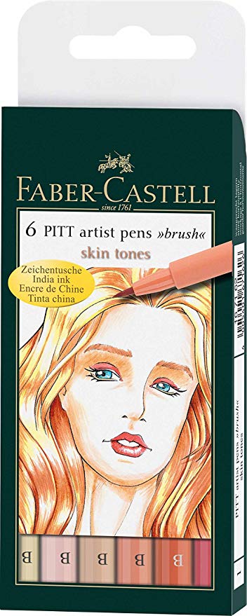 FB 6 Pitt Artist Pens <brush> Light Skin Tones