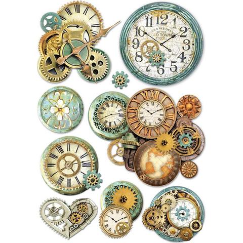 Stamperia Rice Paper A4 Gearwheels and Clock