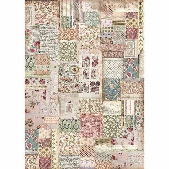 Stamperia Rice Paper A3 Botanic Patchwork