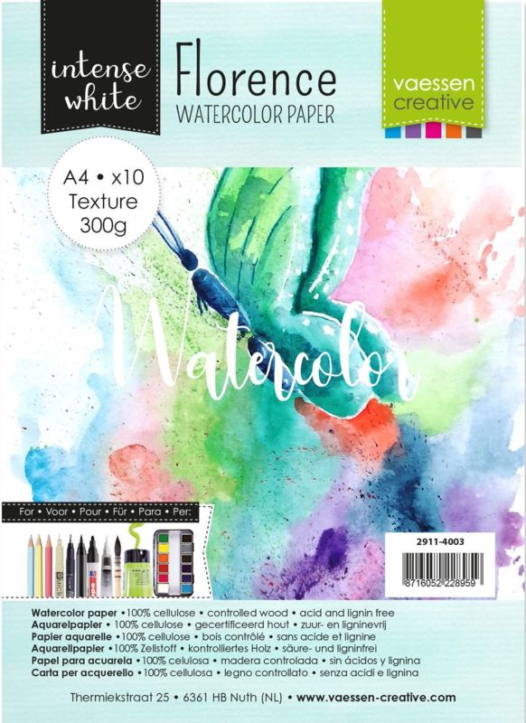 Florence Aquarelpapier Texture White 10 stuks A4 300 grams