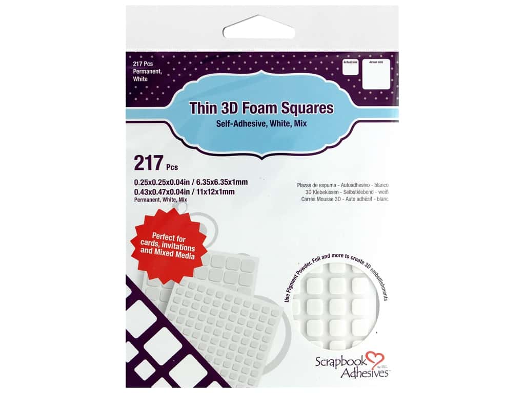 3D Foam Squares Thin White Variety Pack