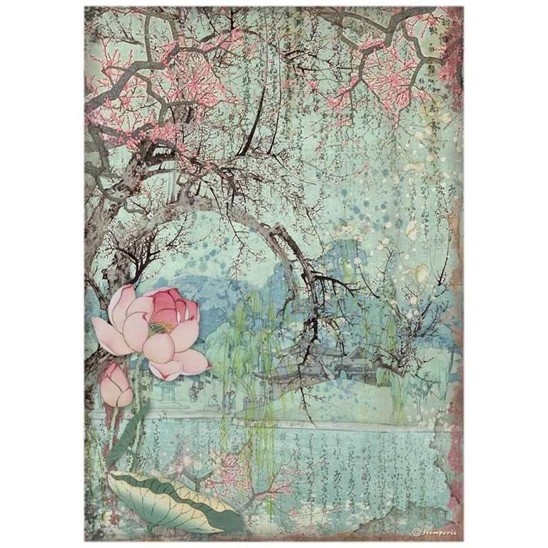 Stamperia Rice Paper A4 Sir Vagabond in Japan Oriental Tree