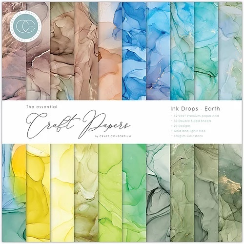 CC Essential Craft Papers Ink Drops Earth Paperpack 12 inch