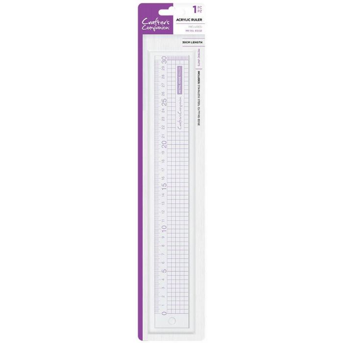 Crafters Companion Acrylic  Ruler with Metal Strip