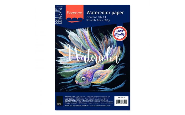 Florence Aquarelpapier Smooth Black 10stuks A4 300 grams