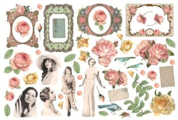 Stamperia Rose Parfum Ephemera Frames and Ladies